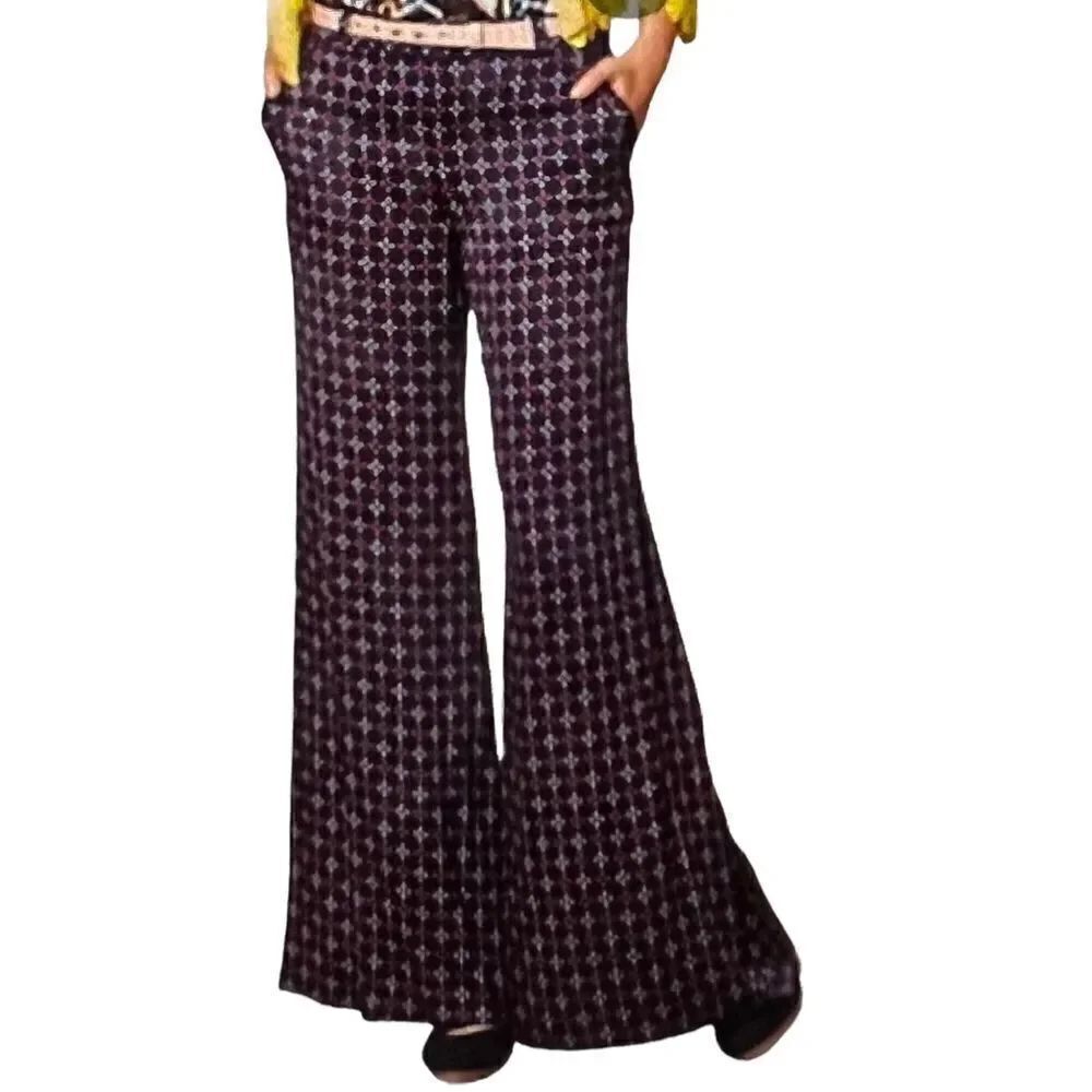 CARTONNIER ANTHROPOLOGIE Women’s Wide Leg Print Palazzo Pants Blue/Orange Size 4